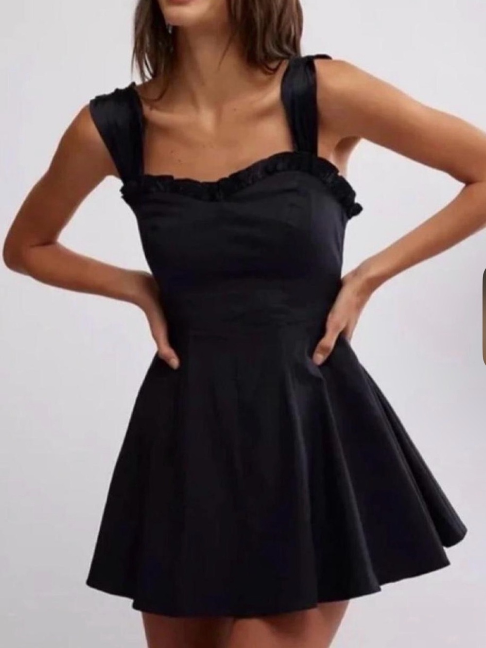 Free People Black Ruffle-Trim Mini Dress